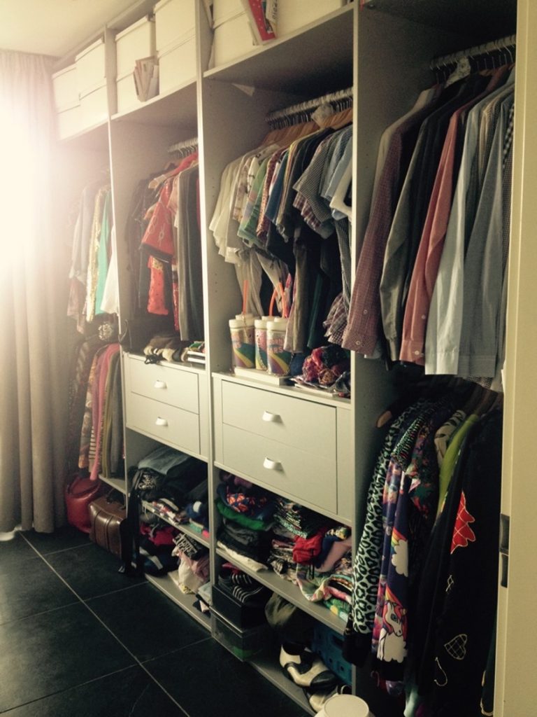 Picture showing the shared wardrobe of respondents 14A (left) and 15A (right), both users of custom-made clothing.