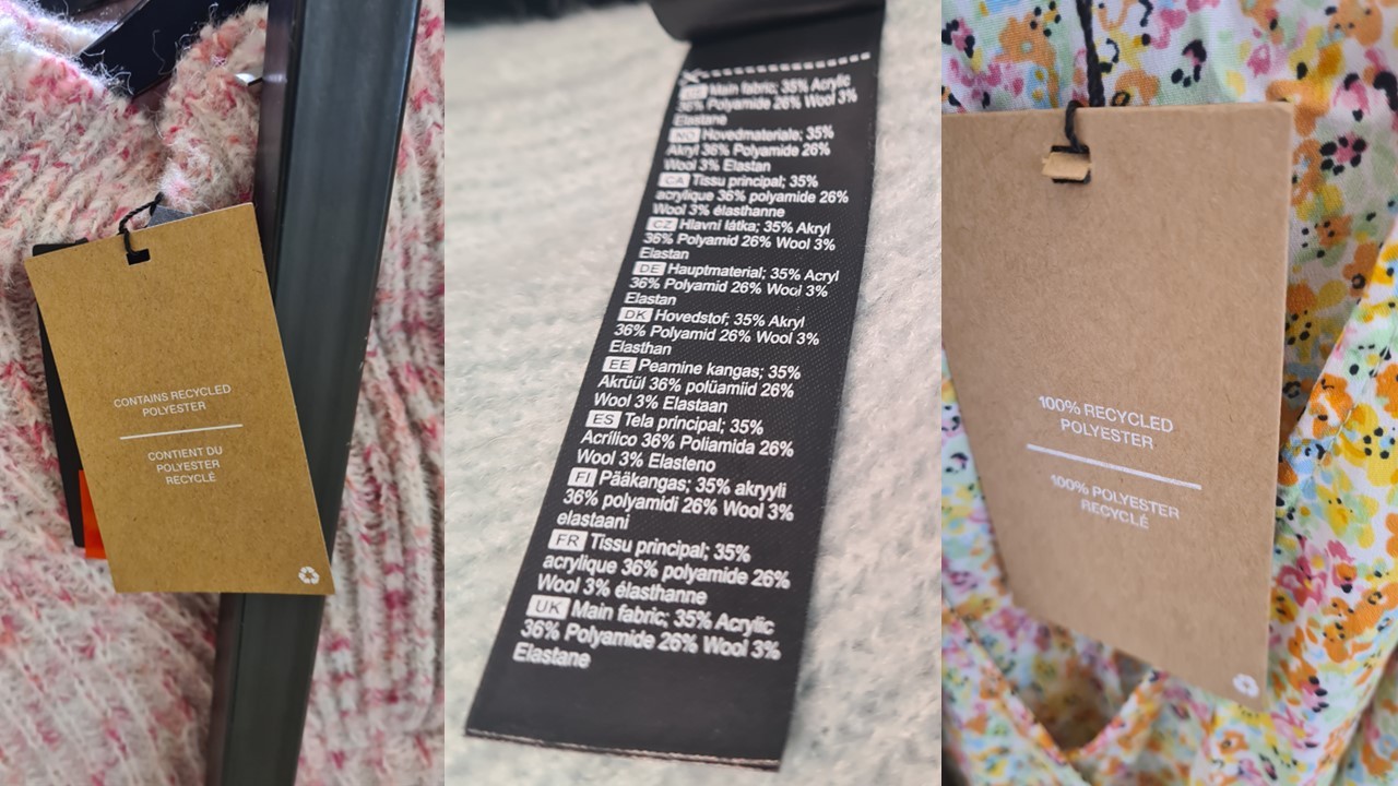 Textile labels on clothing
