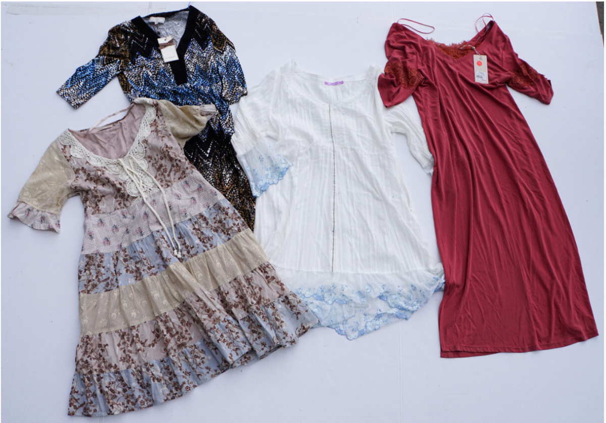 Dresses that are picked out by consumers to be discarded
